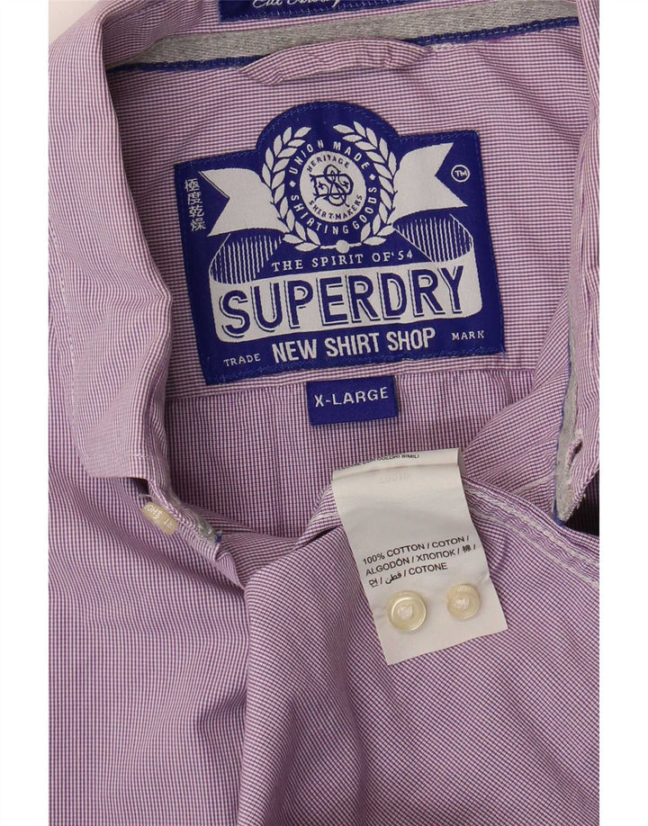 Camisa Superdry Hombre XL Algodón Vichy Morado