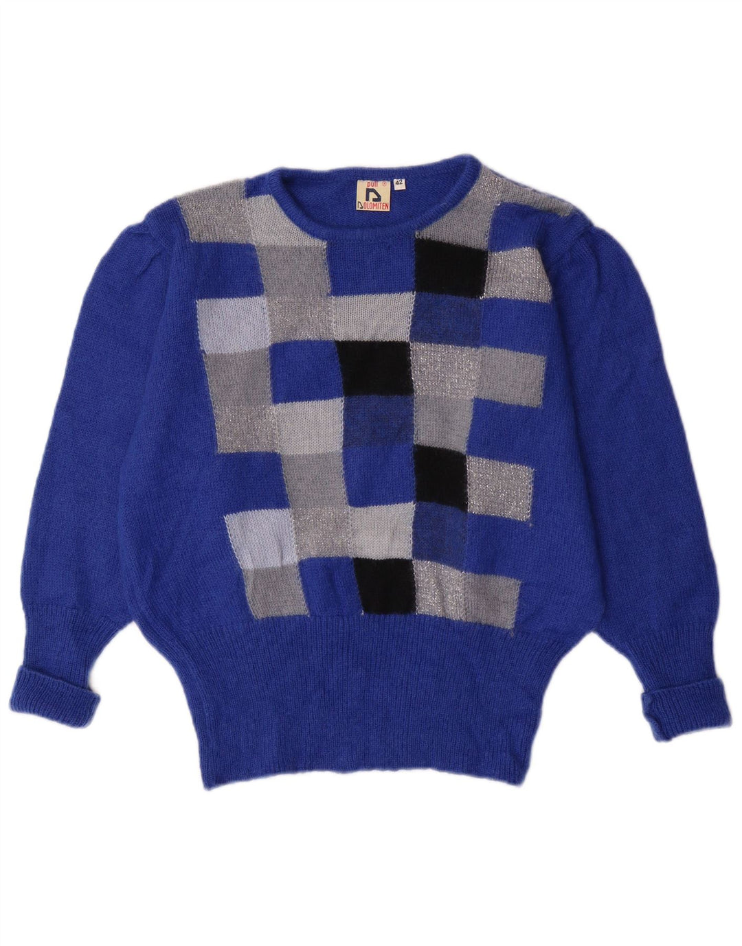 Dolomiten Jersey Mujer Cuello Barco IT 42 Medium Blue Check Mohair