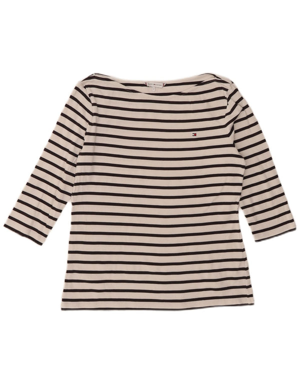 Tommy Hilfiger Top para mujer manga 3/4 UK 40 Grande Algodón a rayas blancas