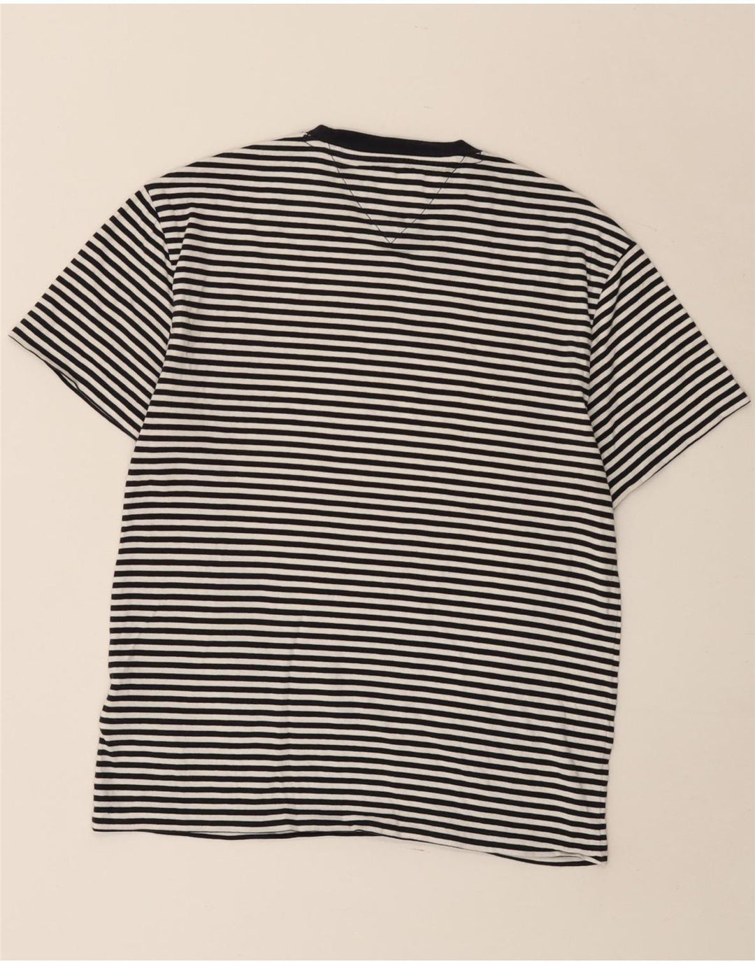 Tommy Hilfiger Camiseta para hombre Top Small de algodón a rayas negras