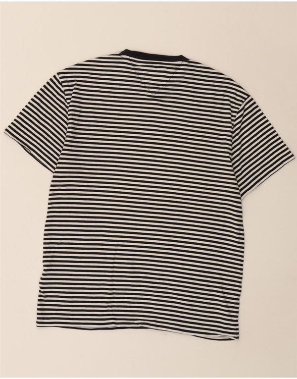 Tommy Hilfiger Camiseta para hombre Top Small de algodón a rayas negras