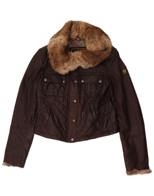 Belstaff Chaqueta Acolchada Corta Para Mujer IT 44 Algodón Marrón Medio