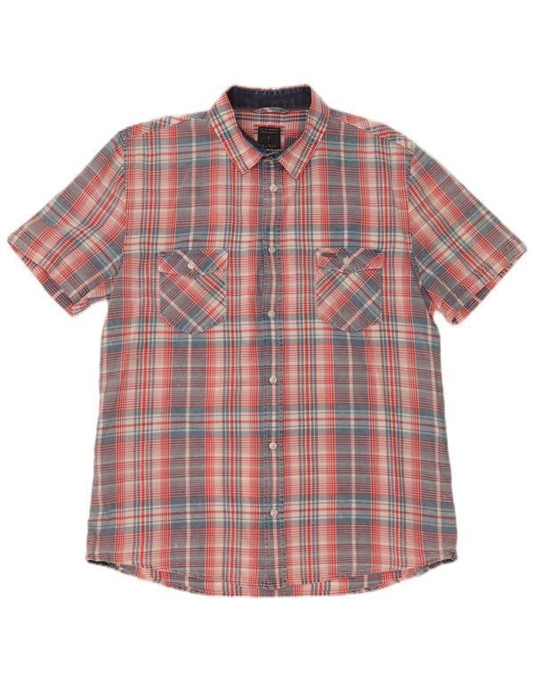Guess Camisa Manga Corta Hombre XL Algodón Cuadros Multicolor