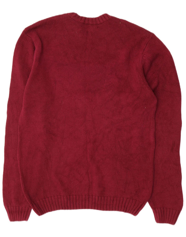 Chaps Mens Crew Neck Jumper Suéter Pequeño Borgoña