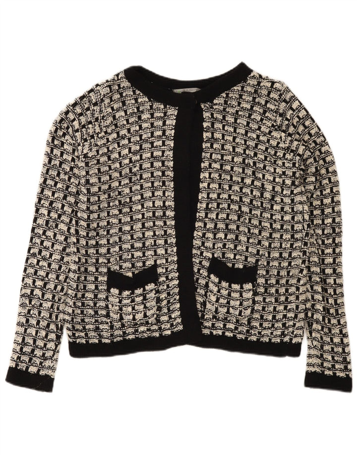 Marks & Spencer - Cárdigan para mujer, talla 40, talla mediana, algodón a cuadros, color negro