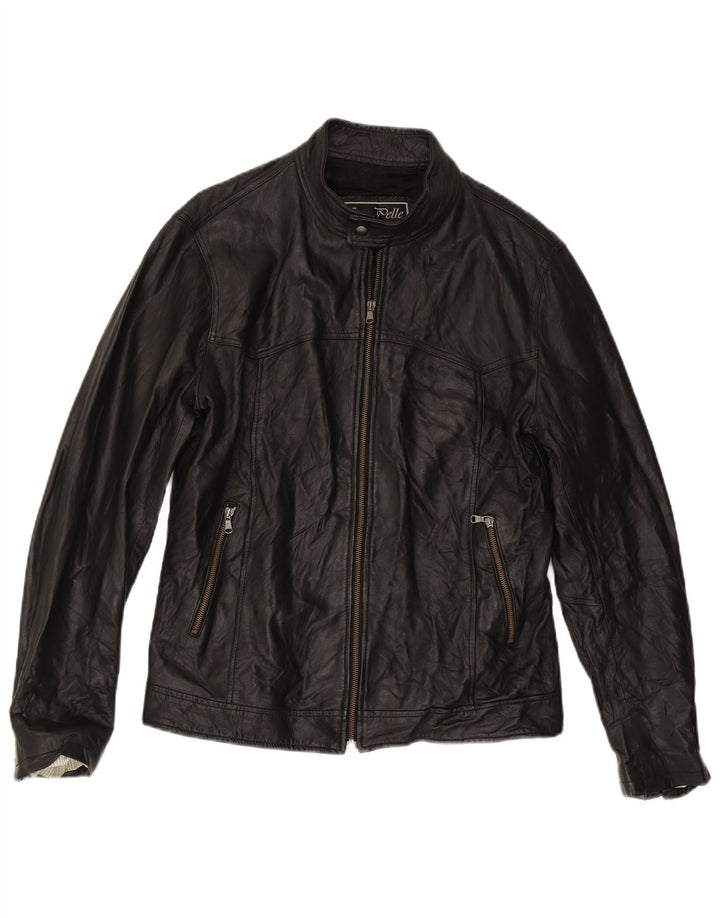 Vintage chaqueta de cuero para hombre Reino Unido 38 cuero negro medio