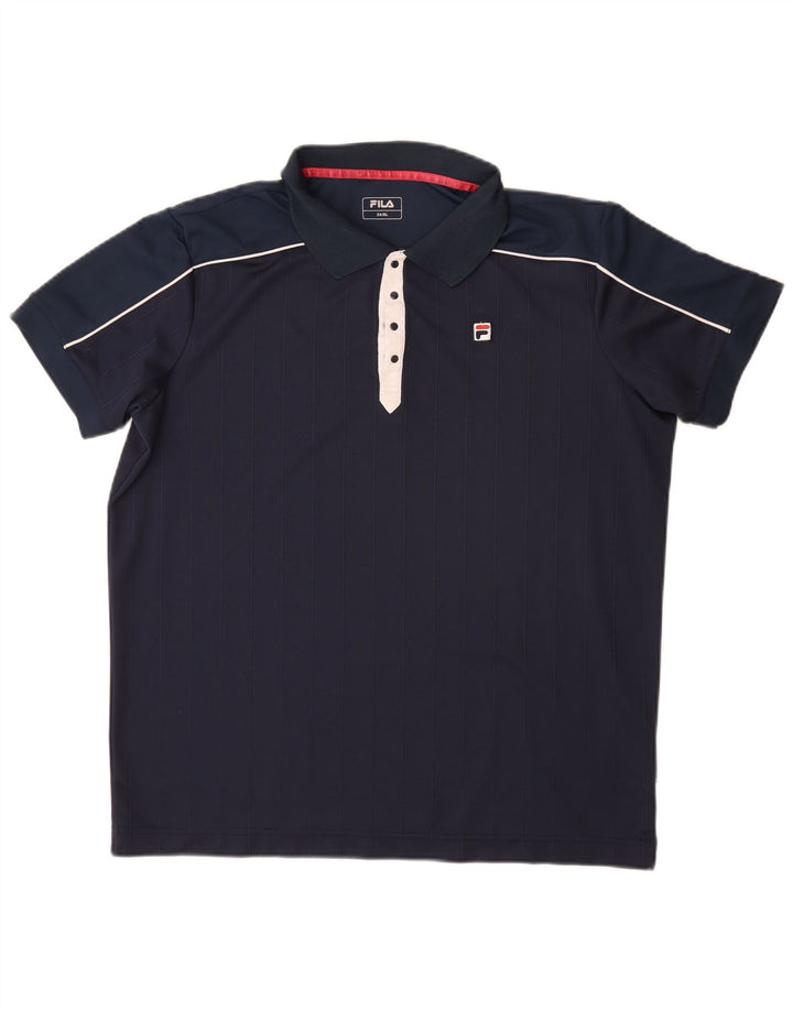 FILA Polo Hombre IT 54 XL Poliéster Azul Marino