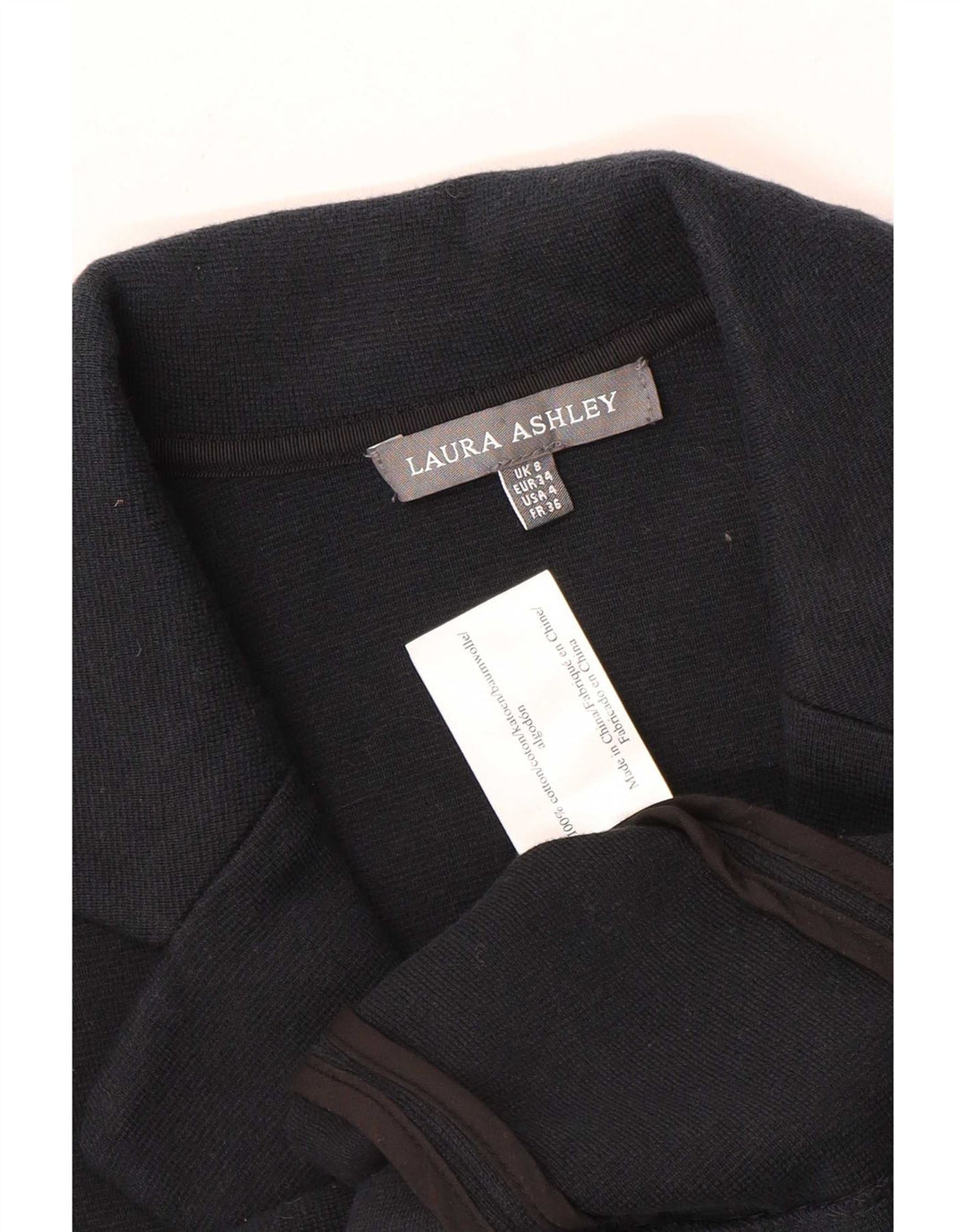 Laura Ashley Chaqueta Blazer de Punto con 3 Botones para Mujer UK 8 Small Azul Marino Algodón