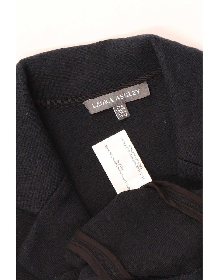 Laura Ashley Chaqueta Blazer de Punto con 3 Botones para Mujer UK 8 Small Azul Marino Algodón