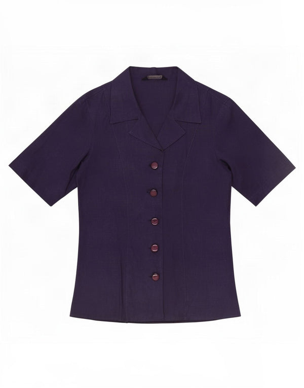 Max Mara Camisa de manga corta de fin de semana para mujer UK 10 Small Azul marino