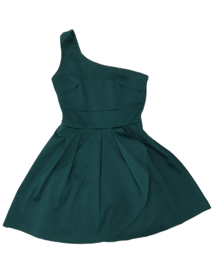 WAREHOUSE Vestido de un hombro para mujer UK 8 Pequeño Poliéster verde