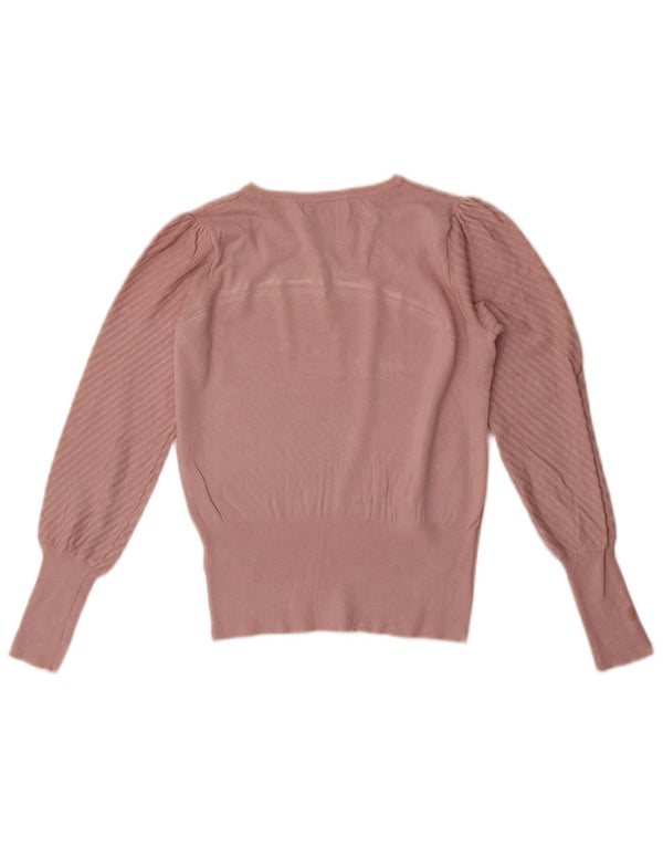 Marks & Spencer Jersey con Cuello Barco para Mujer UK 10 Small Pink Stripes