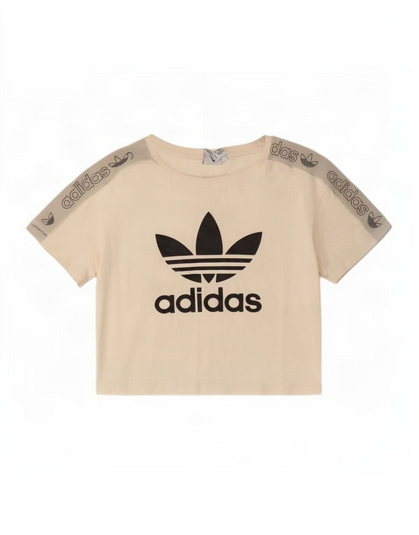 Adidas Camiseta corta gráfica para mujer UK 8 Small Off White Colourblock