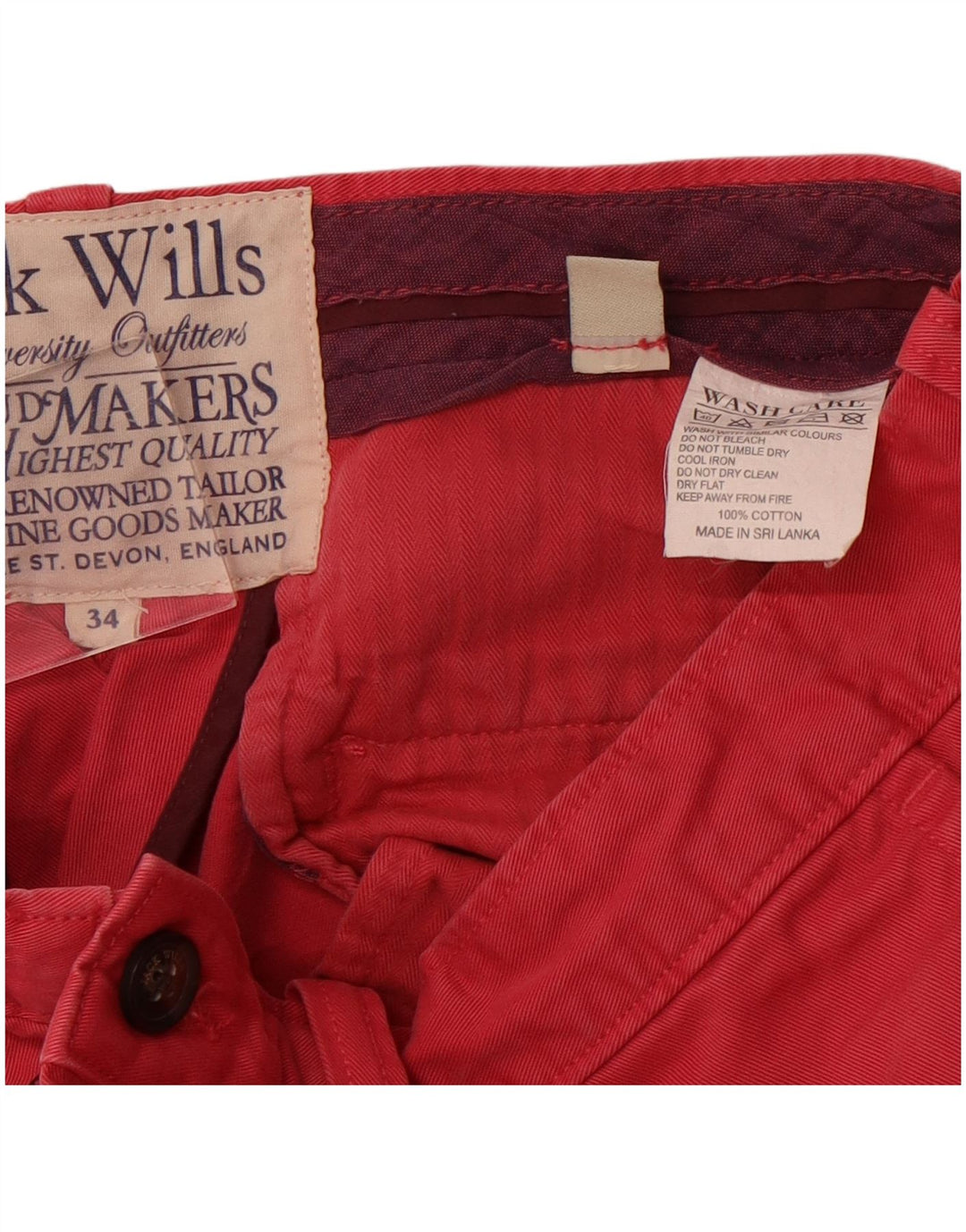 Jack Wills Pantalones cortos chinos para hombre W34 Algodón rosa grande