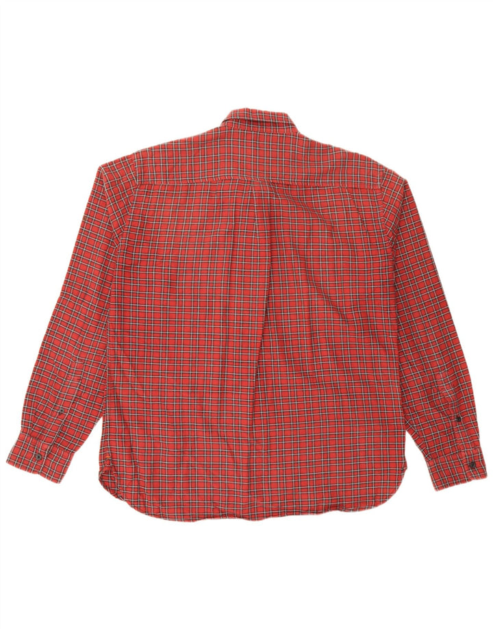 Dockers Camisa de franela de corte estándar para hombre, algodón a cuadros rojos grandes