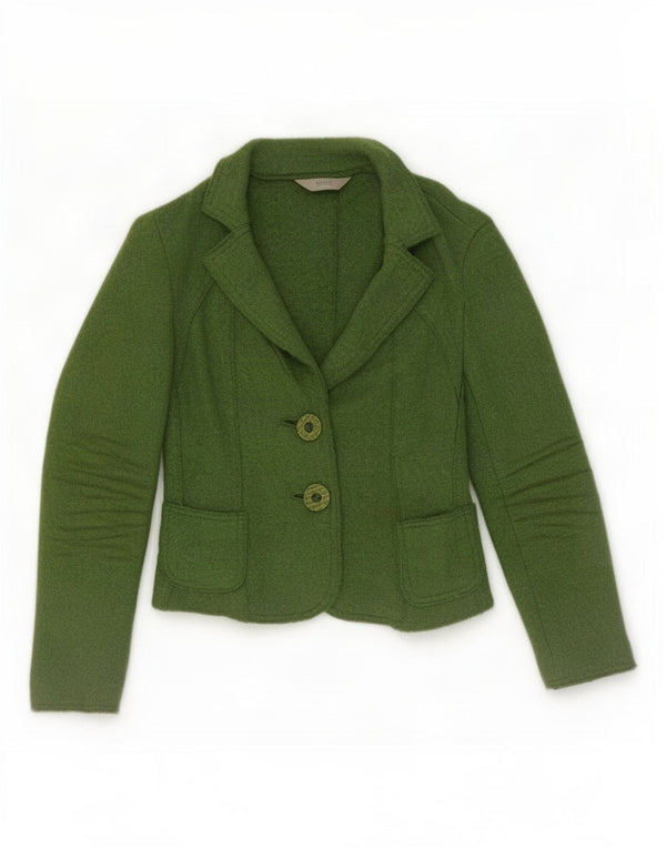 Marks & Spencer Chaqueta tipo blazer de 2 botones para mujer UK 10 Small Green Wool