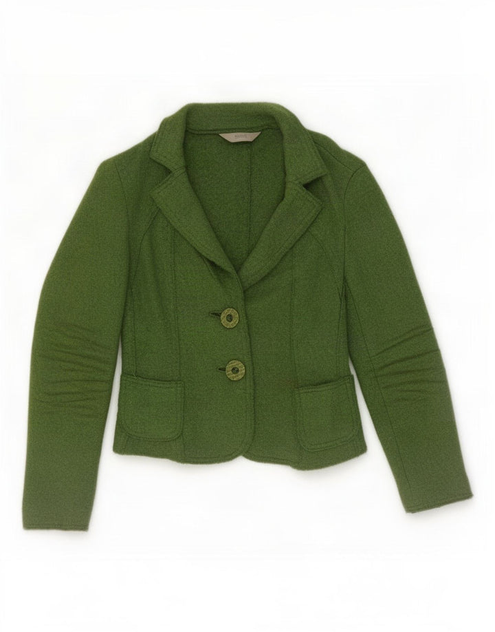 Marks & Spencer Chaqueta tipo blazer de 2 botones para mujer UK 10 Small Green Wool