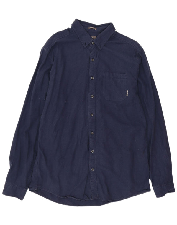 Eddie Bauer Camisa de franela de corte clásico alto para hombre Algodón azul marino grande