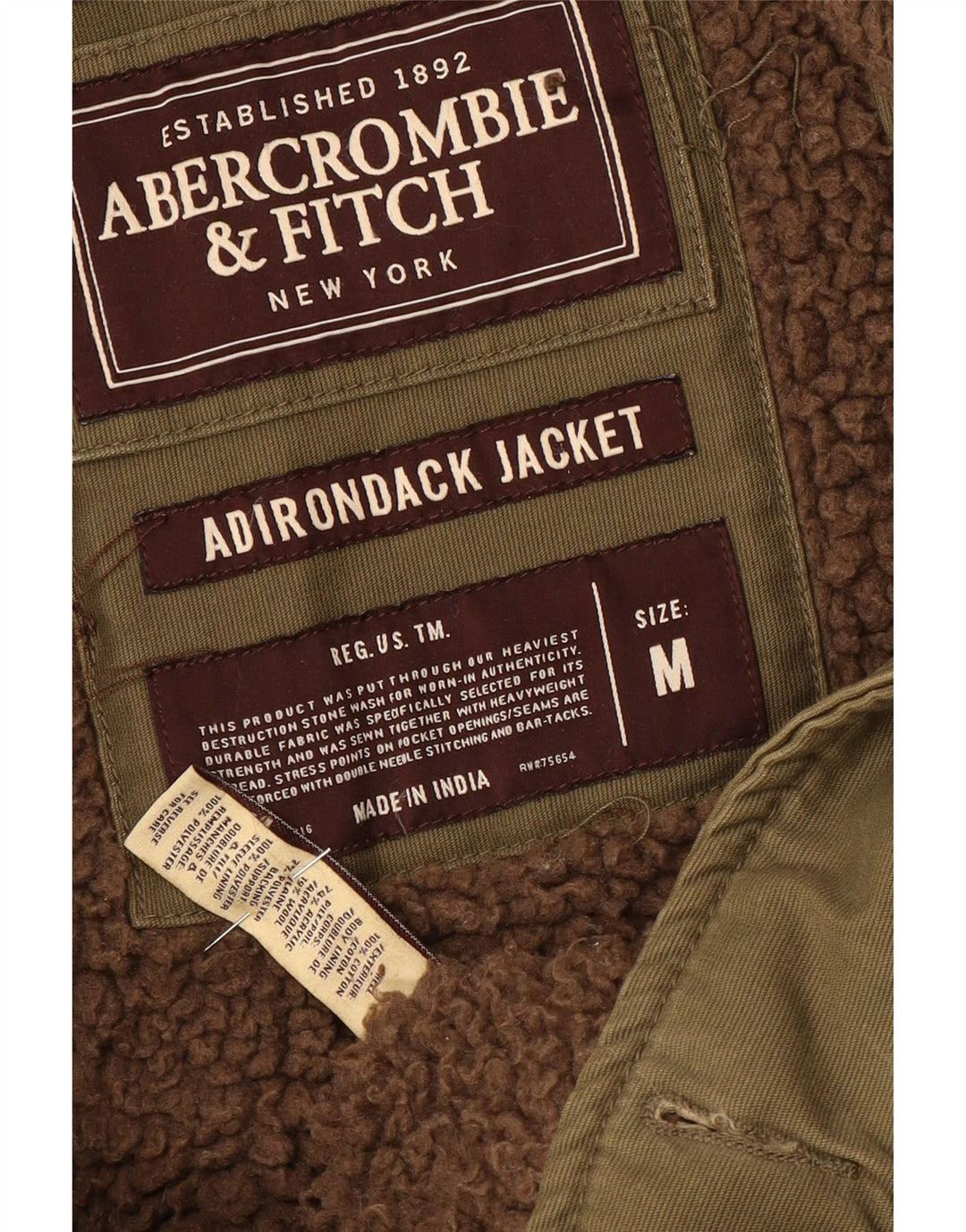 Abercrombie & Fitch Chaqueta Sherpa para hombre Reino Unido 38 Algodón caqui mediano