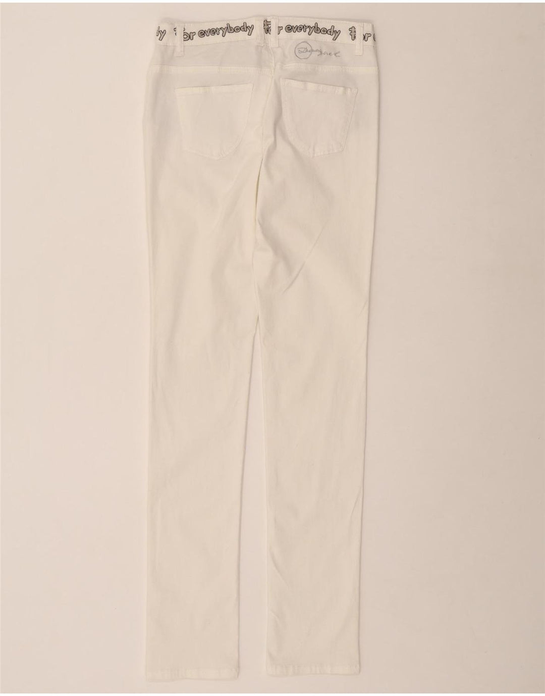 DESIGUAL Womens Graphic Slim Casual Trousers W28 L31 White Polyester
