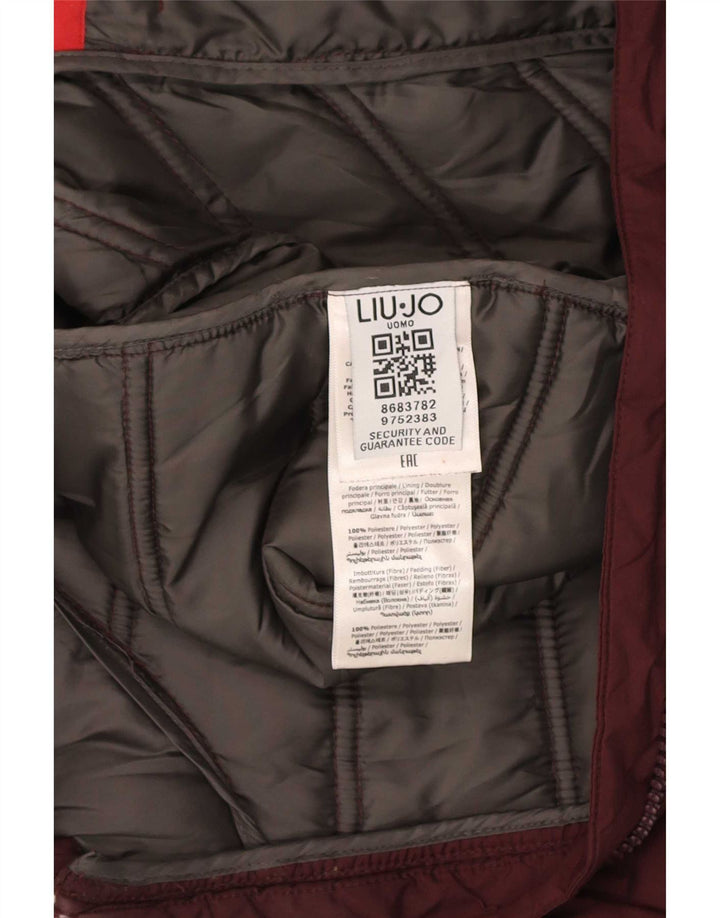 Chaqueta acolchada con capucha para hombre Liu Jo UK 38 Poliéster burdeos mediano