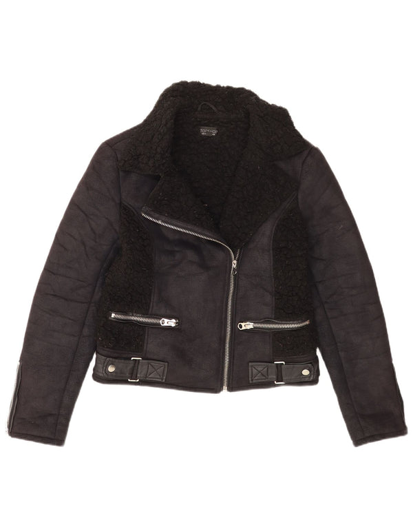 Topshop Chaqueta Sherpa para Mujer UK 10 Small Black