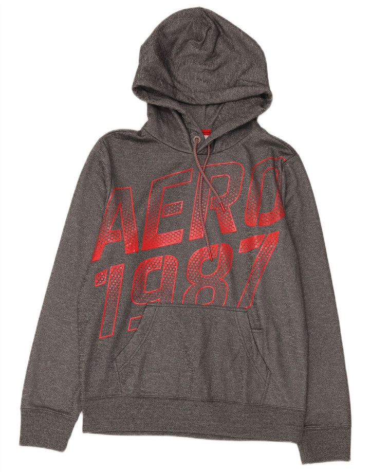 Aeropostale Jersey con capucha gráfica para hombre Poliéster moteado gris medio