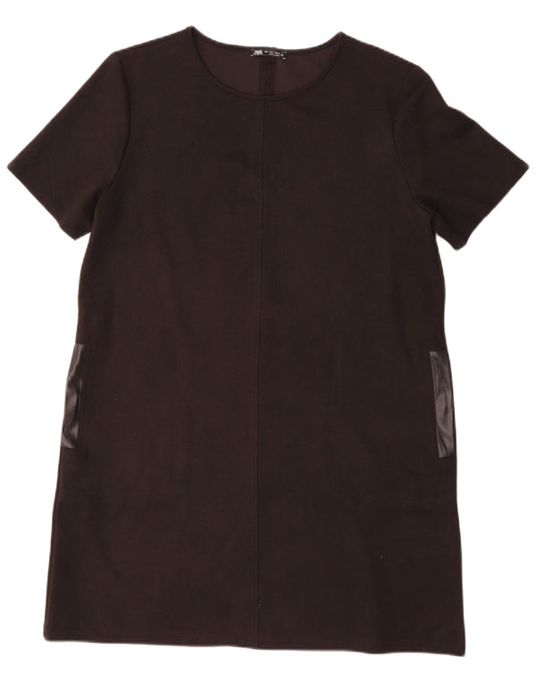 Zara Vestido recto para mujer UK 46 Grande Poliéster negro