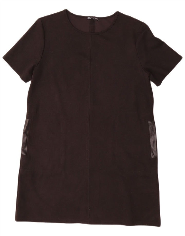 Zara Vestido recto para mujer UK 46 Grande Poliéster negro