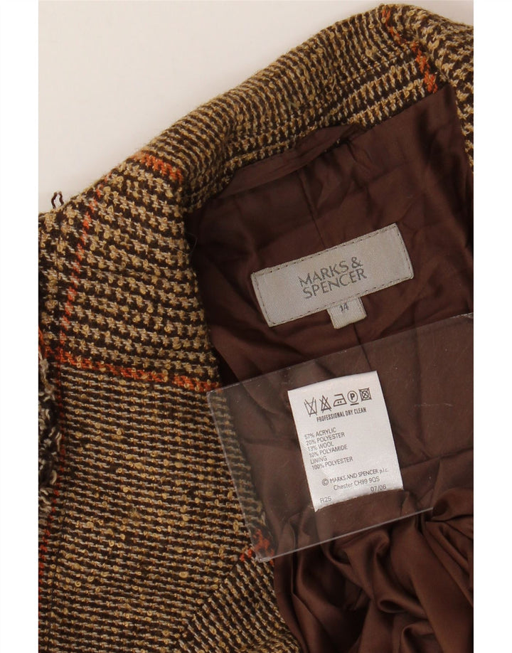 MARKS & SPENCER Chaqueta tipo blazer para mujer Reino Unido 44 Marrón medio Pata de gallo