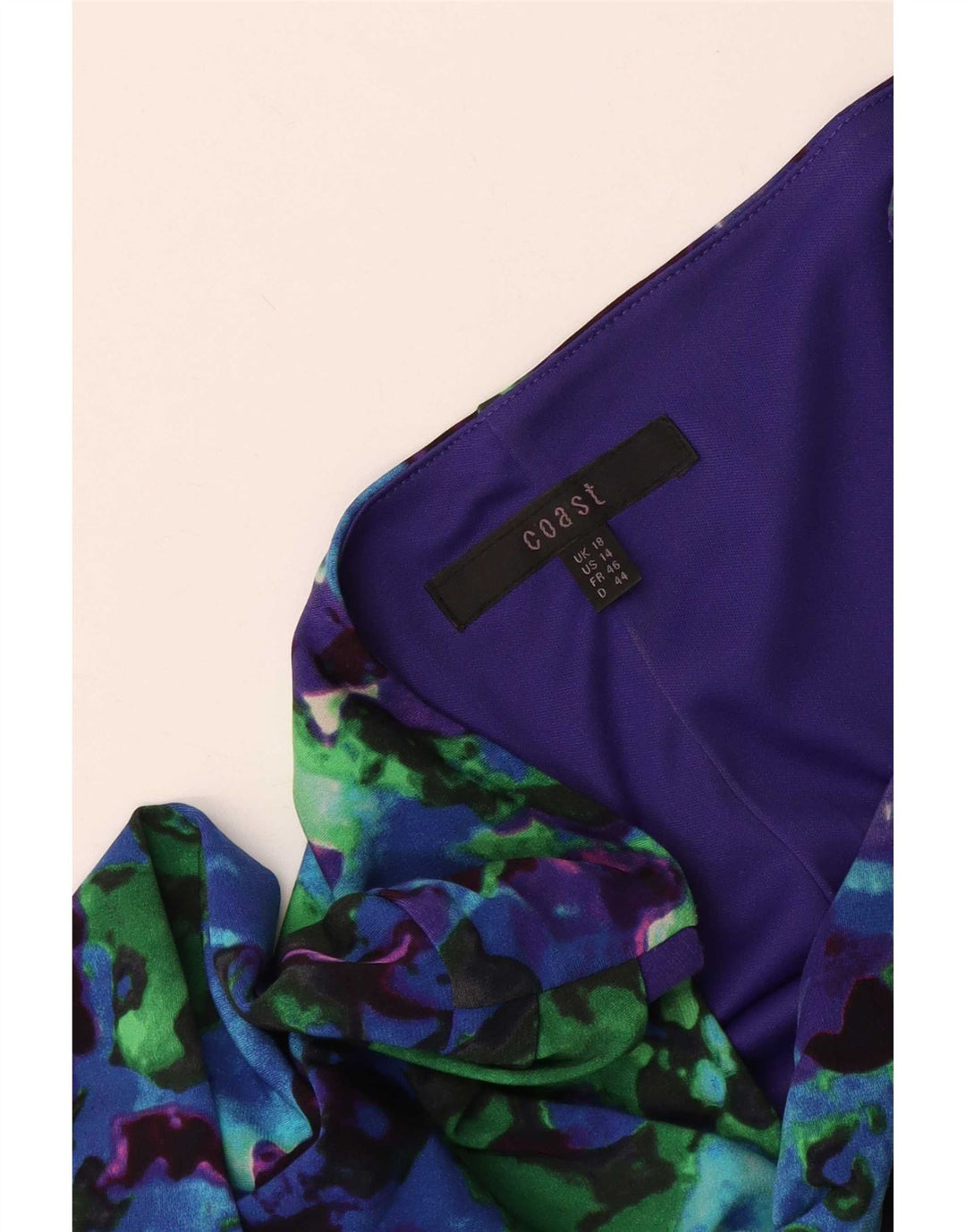 Coast Vestido recto de manga 3/4 con estampado abstracto para mujer UK 40 XL Azul