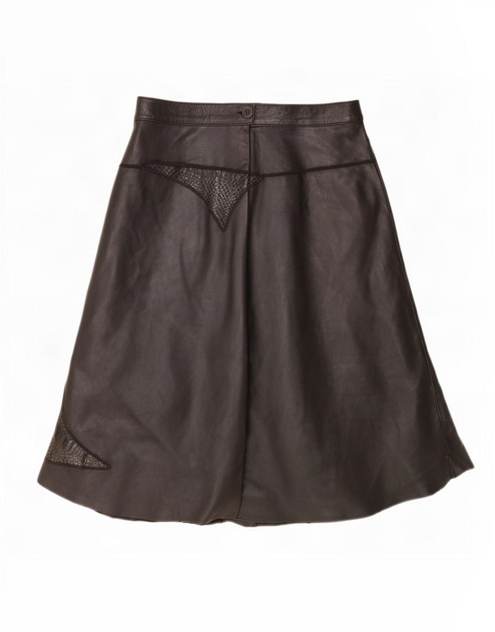 Falda de cuero vintage para mujer IT 44 Mediana W28 Patchwork negro