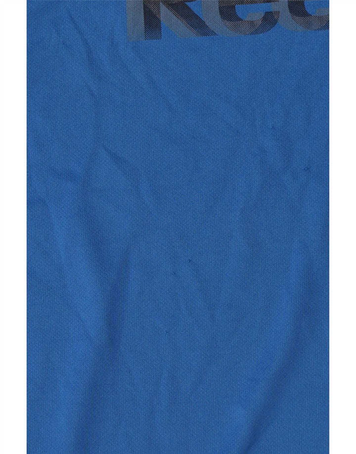 Reebok - Camiseta gráfica para hombre, parte superior azul medio, poliéster con bloques de color