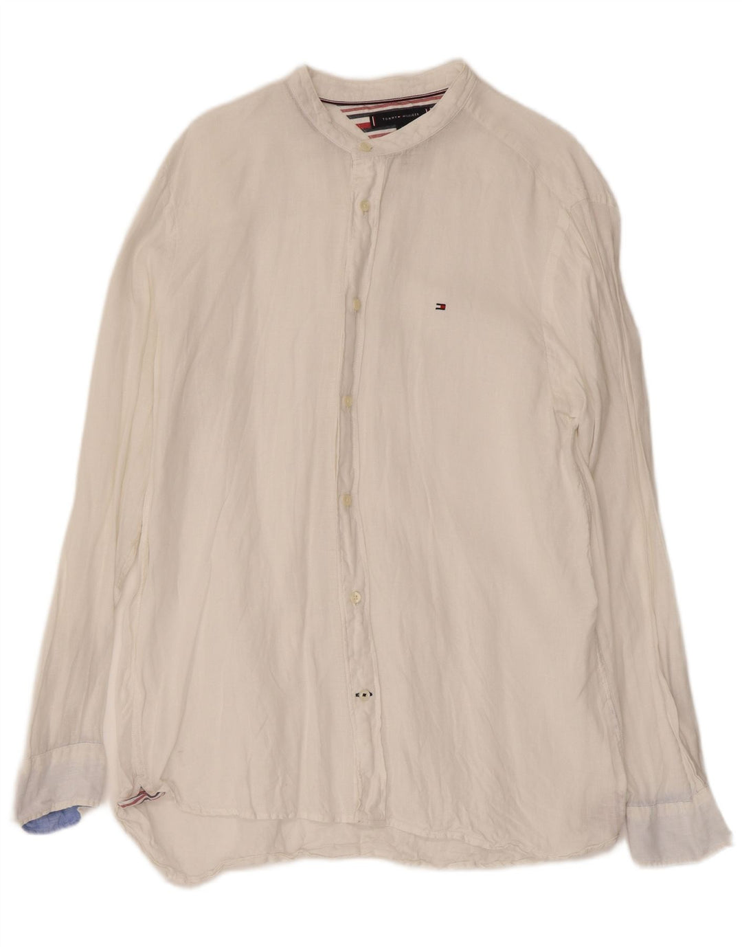 TOMMY HILFIGER Camisa de corte regular para hombre, talla grande, lino blanco