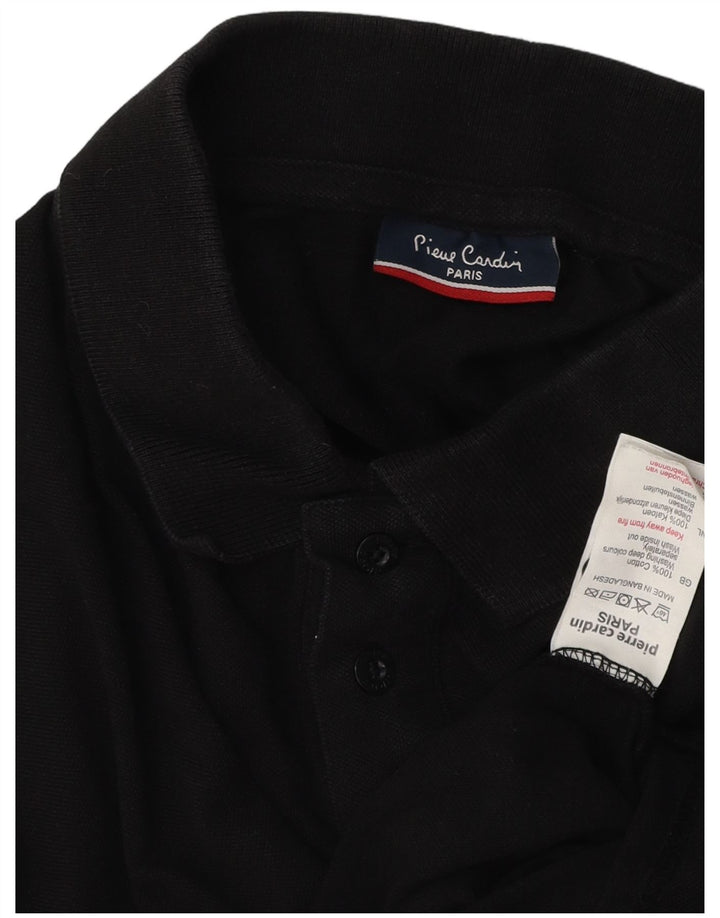 Pierre Cardin Polo para hombre grande de algodón negro