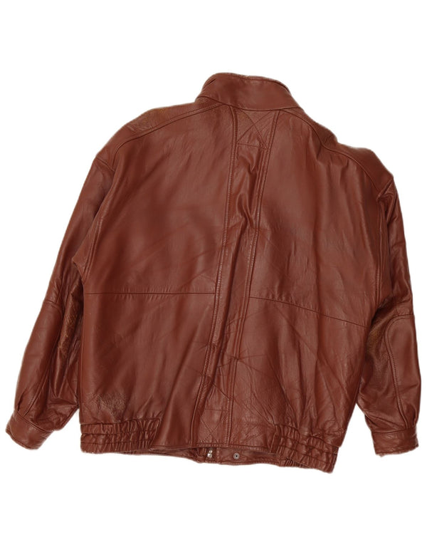 Vintage hombres chaqueta de cuero Reino Unido 40 grande borgoña