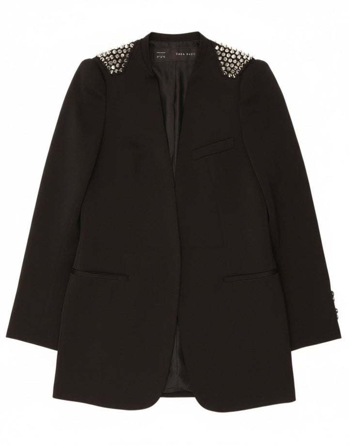 Zara Chaqueta Americana Abierta para Mujer UK 42 Mediana Negra