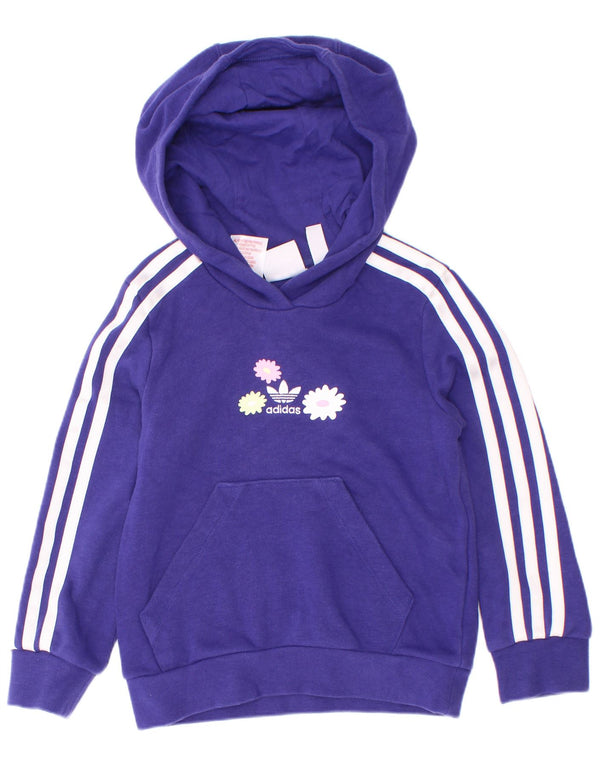 Adidas - Jersey con capucha para niña, diseño gráfico, algodón floral, color morado, 5-6 años