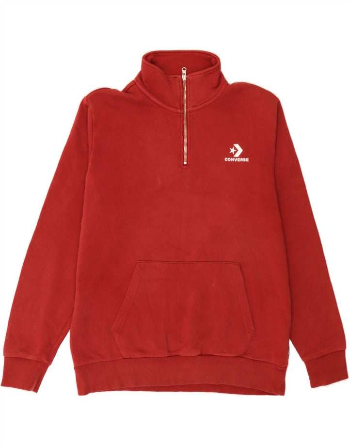 CONVERSE Mens Zip Neck Zip Hoodie Sweater Medium Red Vintage Converse and Second-Hand Converse from Messina Hembry 