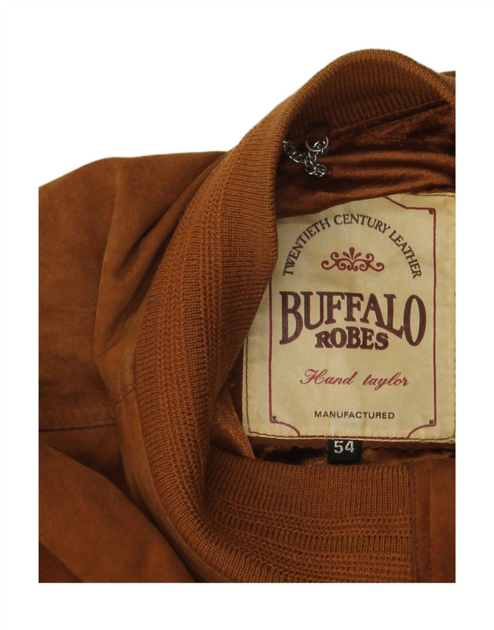 Vintage hombres ante bomber chaqueta IT 54 2XL cuero marrón