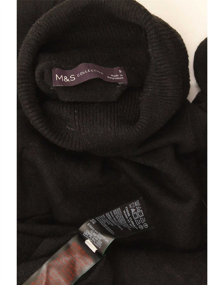 Marks & Spencer Jersey con cuello vuelto para hombre, talla pequeña, poliéster negro