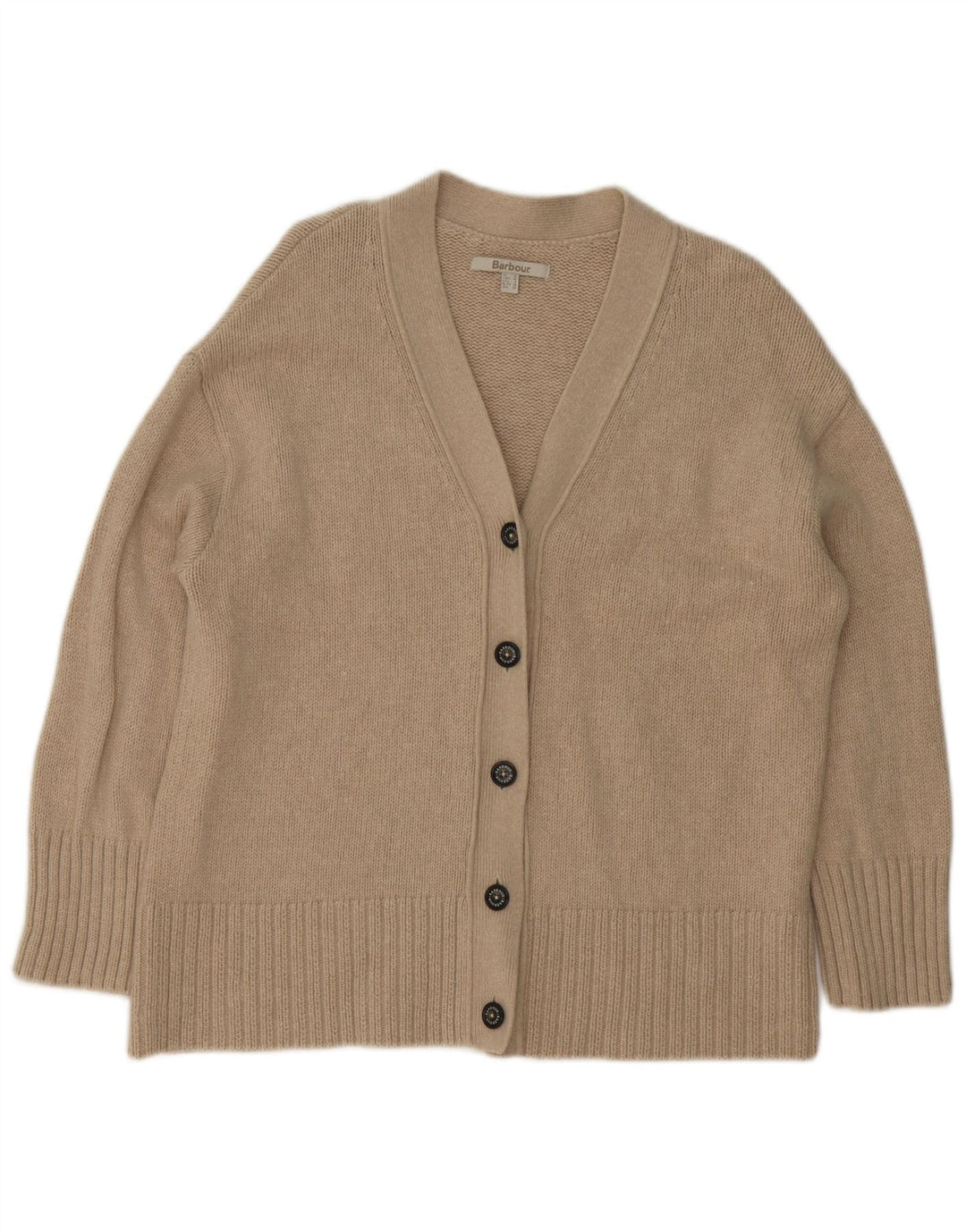 Barbour Cárdigan extragrande para mujer, talla 10, algodón beige pequeño