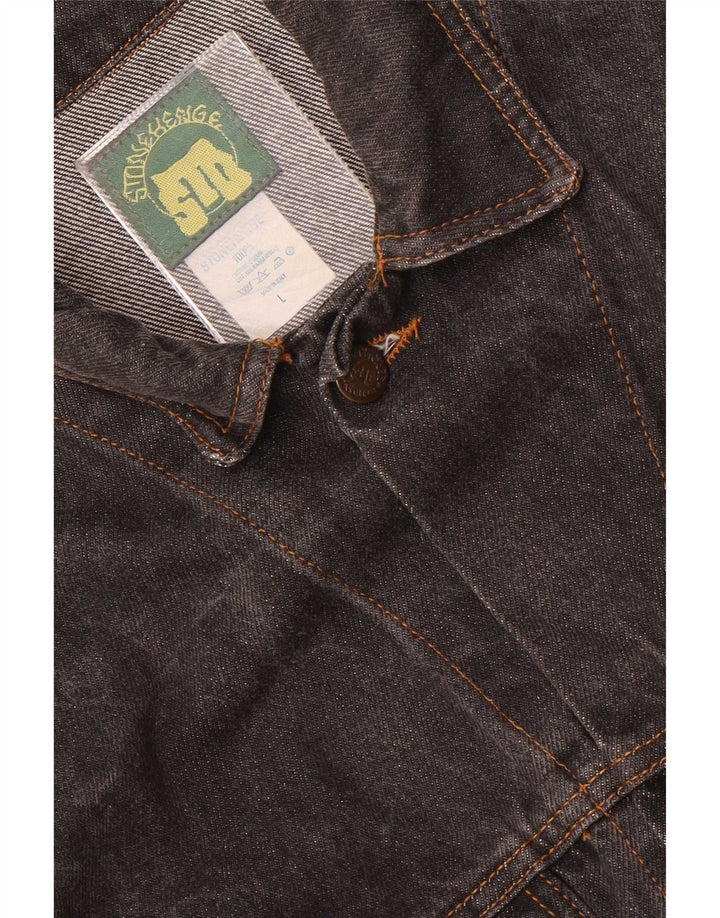 Vintage hombres chaqueta de mezclilla Reino Unido 40 algodón negro grande