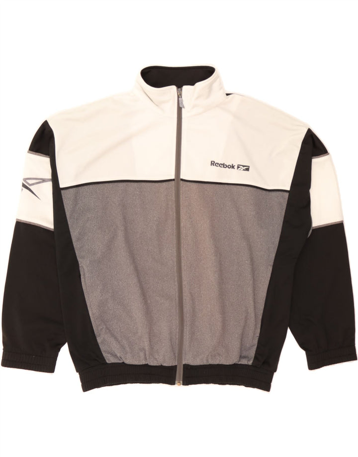 REEBOK Mens Loose Fit Tracksuit Top Jacket Small Grey Colourblock Vintage Reebok and Second-Hand Reebok from Messina Hembry 
