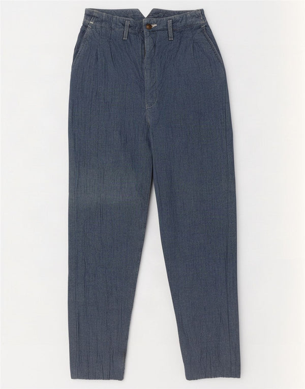 Vintage mujer cintura alta cónico chino pantalones W28 L28 azul
