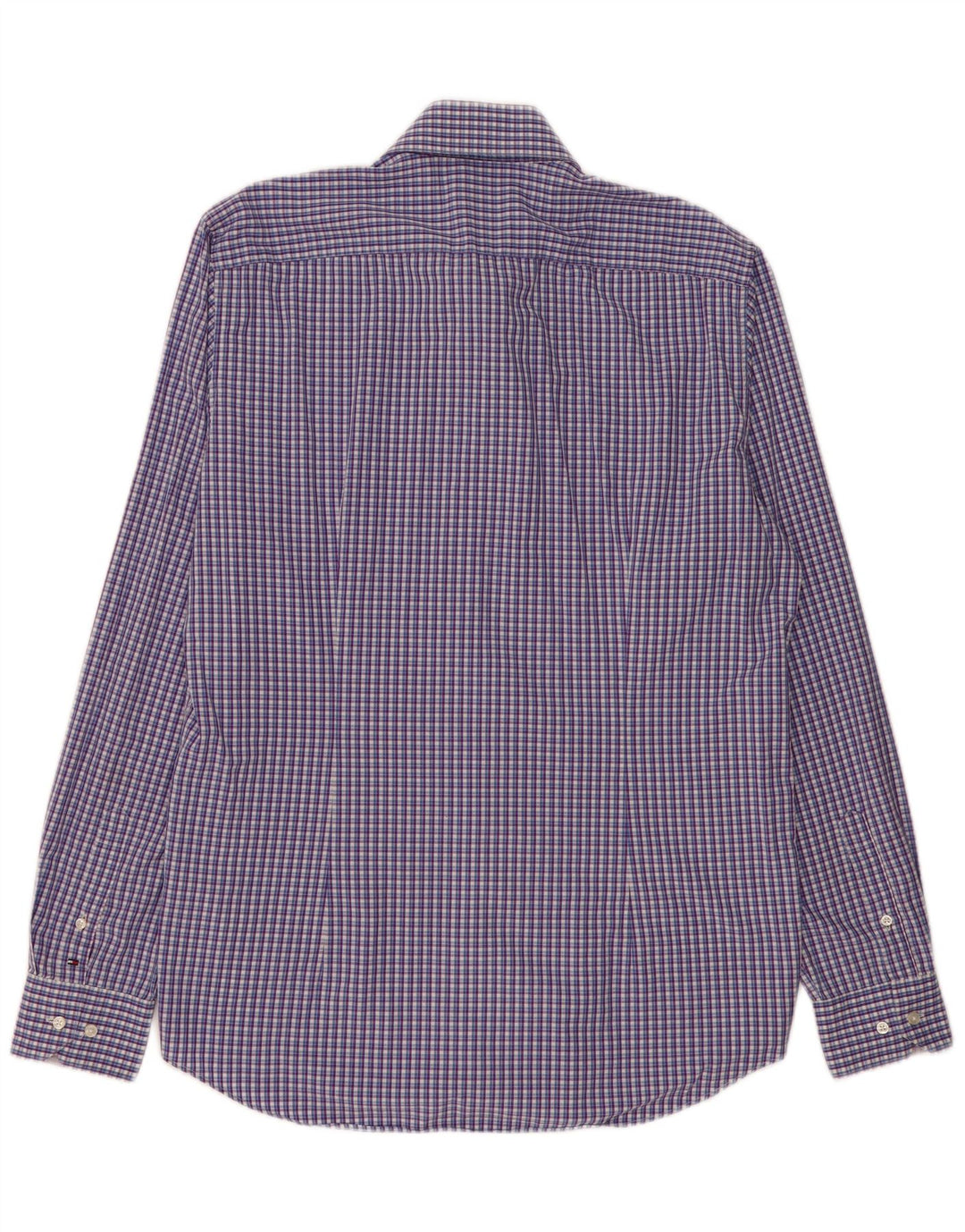 Tommy Hilfiger Camisa ajustada a cuadros para hombre Talla 44 17 1/2 XL Cuadros morados