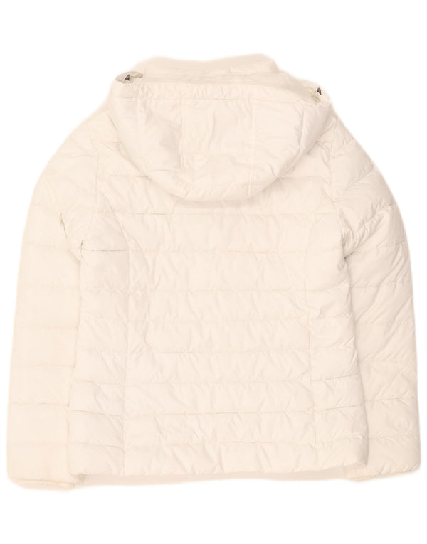 Tommy Hilfiger Womens Hooded Padded Jacket UK 14 Medium White Polyester