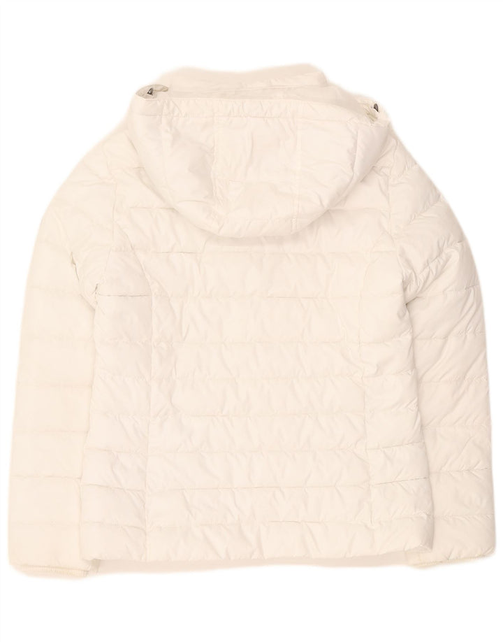 Tommy Hilfiger Chaqueta acolchada con capucha para mujer UK 14 Mediana Poliéster blanco