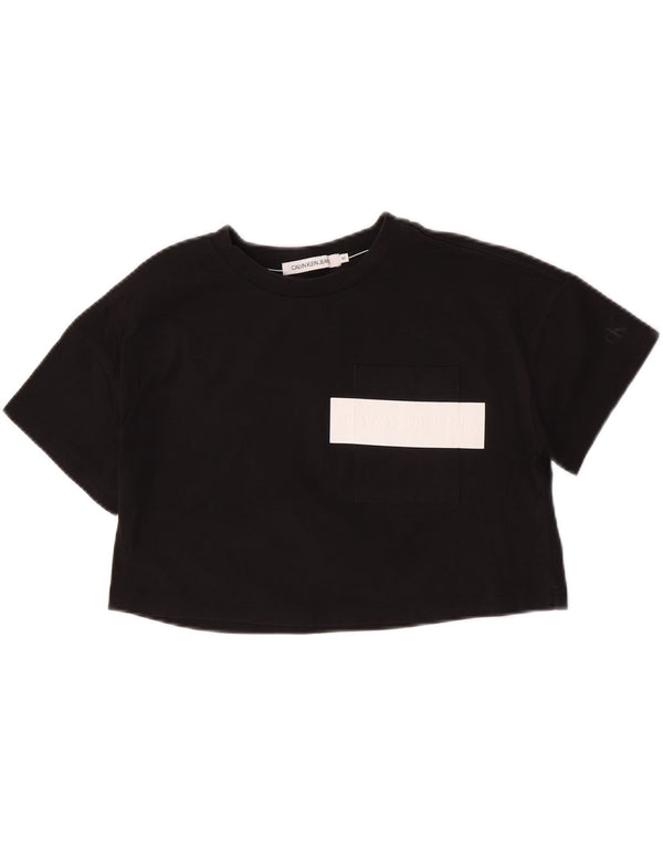 Calvin Klein Jeans Camiseta corta extragrande para mujer UK 6 XS Algodón negro