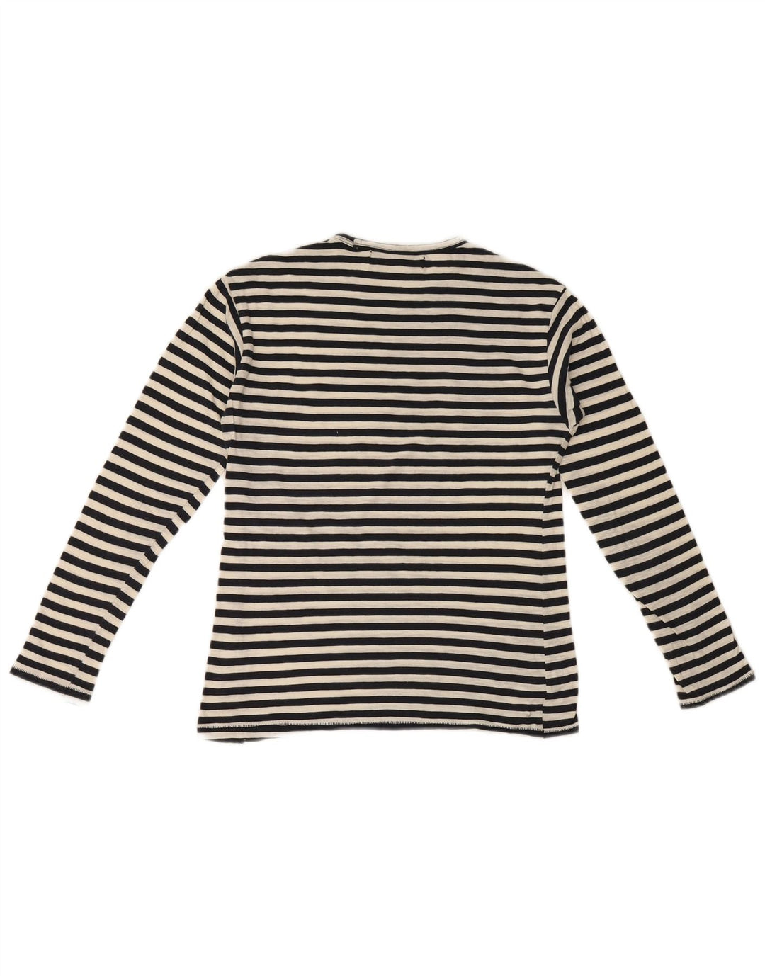Zara Mujer Top Manga Larga UK 40 Small Negro Rayas